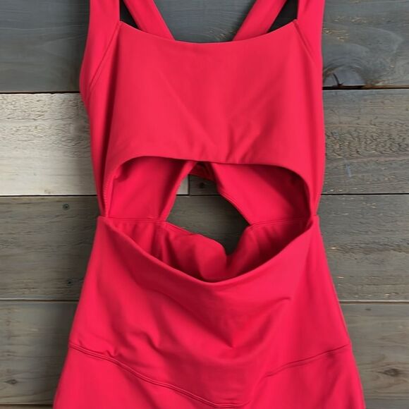 Free People Movement Cut Out Crossback Jumpsuit Size L NWOT Red - Picture 2 of 10